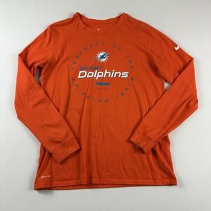 Nike Miami Dolphins T Shirt Mens Large Long Sleeve Gym Orange Football NFL